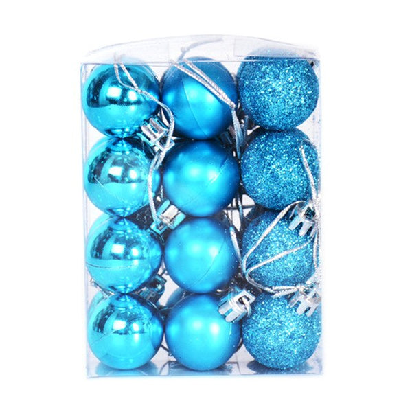 Hot 24Pcs/Lot 3cm Christmas Ball Hanging Ornaments Baubles For Xmas Tree Decoration Drop Shipping - Lake Blue