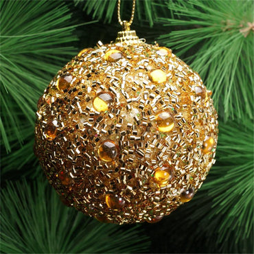 2019 new lightweight Glitter Faux Pearl Foam Ball Bauble Hanging Christmas Tree Pendant Decoration Faux pearl& glitter design