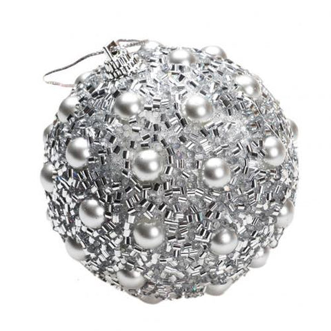 2019 new lightweight Glitter Faux Pearl Foam Ball Bauble Hanging Christmas Tree Pendant Decoration Faux pearl& glitter design