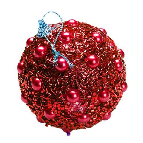 2019 new lightweight Glitter Faux Pearl Foam Ball Bauble Hanging Christmas Tree Pendant Decoration Faux pearl& glitter design