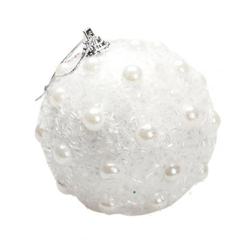 2019 new lightweight Glitter Faux Pearl Foam Ball Bauble Hanging Christmas Tree Pendant Decoration Faux pearl& glitter design
