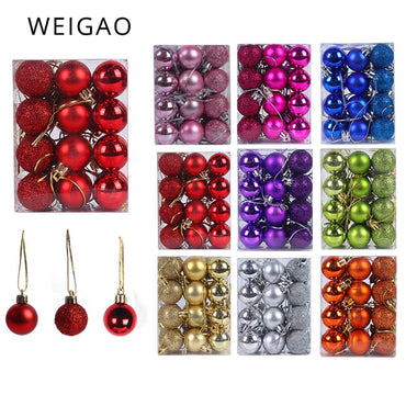 WEIGAO 24pcs Christmas Tree toys Decorations Ball Bauble Xmas Party Hanging Ball Ornaments Decorations for Home New Year Navidad