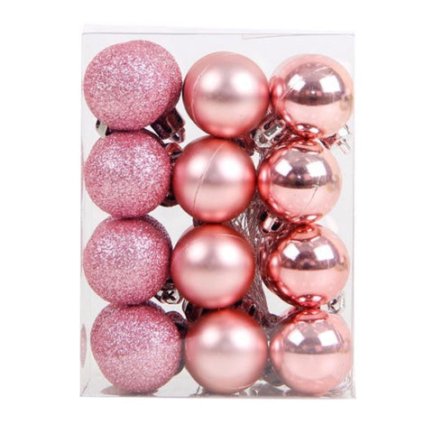 New Hot 12Pcs/Lot  6cm Christmas Ball Hanging Tree Ball Ornaments for Xmas Party Festival Decor Drop shipping - Pink/Silver/Red