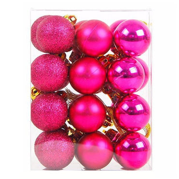 New Hot 12Pcs/Lot  6cm Christmas Ball Hanging Tree Ball Ornaments for Xmas Party Festival Decor Drop shipping - Pink/Silver/Red