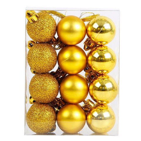 New Hot 12Pcs/Lot  6cm Christmas Ball Hanging Tree Ball Ornaments for Xmas Party Festival Decor Drop shipping - Pink/Silver/Red