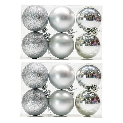 New Hot 12Pcs/Lot  6cm Christmas Ball Hanging Tree Ball Ornaments for Xmas Party Festival Decor Drop shipping - Pink/Silver/Red