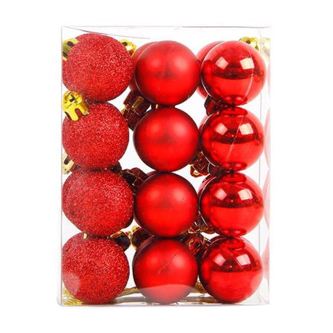 New Hot 12Pcs/Lot  6cm Christmas Ball Hanging Tree Ball Ornaments for Xmas Party Festival Decor Drop shipping - Pink/Silver/Red