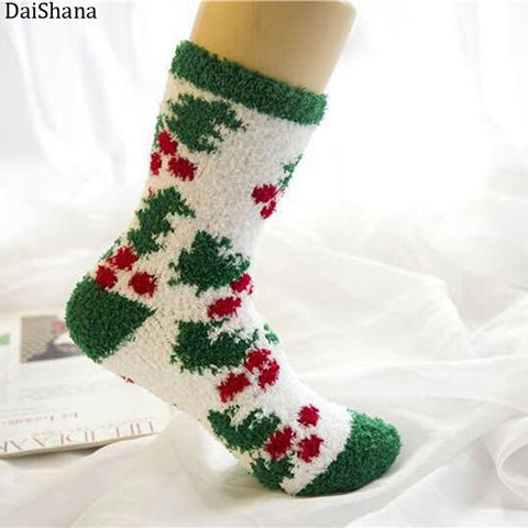 New Arrival Women Socks Cotton Christmas Socks Winter New Year Santa Claus Christmas Tree Deer Colorful Kawaii Coral Wool Socks