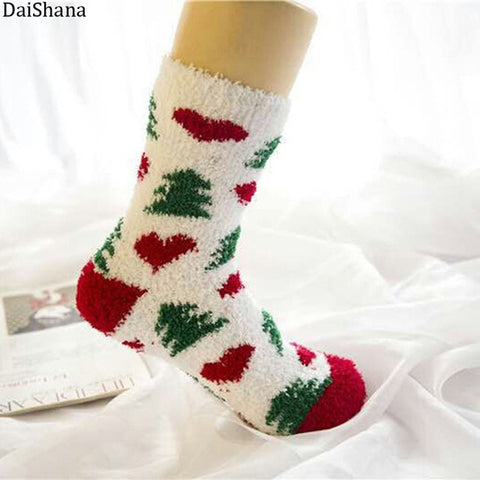New Arrival Women Socks Cotton Christmas Socks Winter New Year Santa Claus Christmas Tree Deer Colorful Kawaii Coral Wool Socks