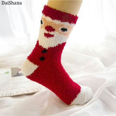 New Arrival Women Socks Cotton Christmas Socks Winter New Year Santa Claus Christmas Tree Deer Colorful Kawaii Coral Wool Socks