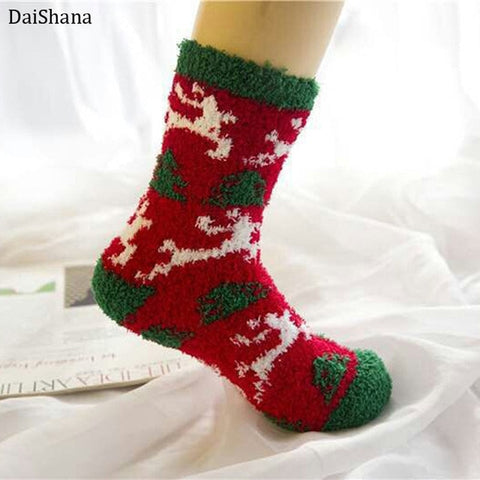 New Arrival Women Socks Cotton Christmas Socks Winter New Year Santa Claus Christmas Tree Deer Colorful Kawaii Coral Wool Socks