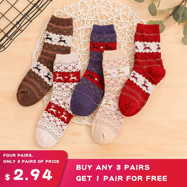 Cotton Christmas Socks Women Winter New Year Santa Claus Christmas Snow Elk Gift Cute Ladies Socks Long Sock Calcetines Mujer