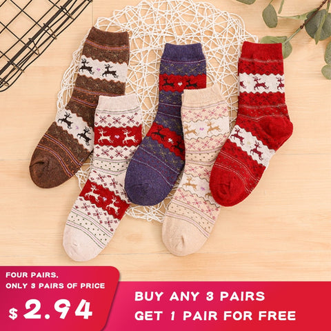 Cotton Christmas Socks Women Winter New Year Santa Claus Christmas Snow Elk Gift Cute Ladies Socks Long Sock Calcetines Mujer