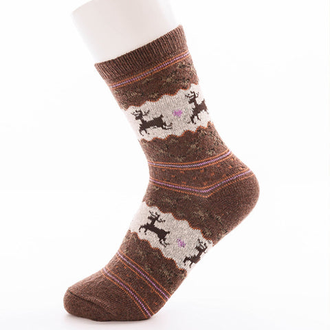 Christmas Women Socks Reindeer Print Harajuku Winter Socks Warm Cotton Wool Socks Women