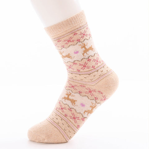 Christmas Women Socks Reindeer Print Harajuku Winter Socks Warm Cotton Wool Socks Women