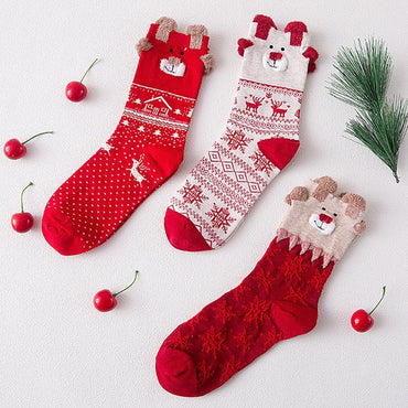 1 Pair Christmas Socks Women Girls Cartoon Funny Cute Foot Personality Socks Harajuku Christmas  printed Xmas Socks Gifts
