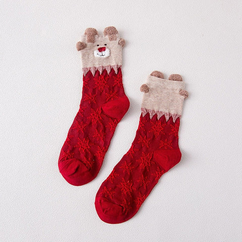 1 Pair Christmas Socks Women Girls Cartoon Funny Cute Foot Personality Socks Harajuku Christmas  printed Xmas Socks Gifts