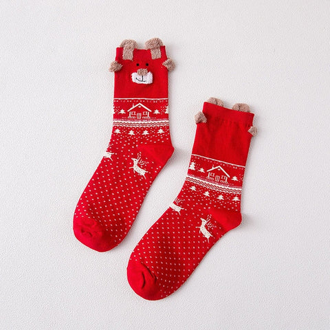 1 Pair Christmas Socks Women Girls Cartoon Funny Cute Foot Personality Socks Harajuku Christmas  printed Xmas Socks Gifts