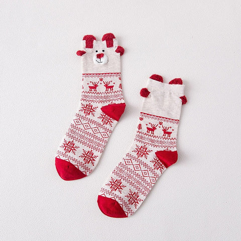 1 Pair Christmas Socks Women Girls Cartoon Funny Cute Foot Personality Socks Harajuku Christmas  printed Xmas Socks Gifts