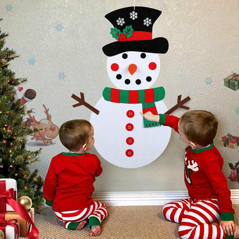 DIY Felt Christmas Snowman with Ornaments Fake Christmas Tree Kids Toys Christmas Party Decoration New Year