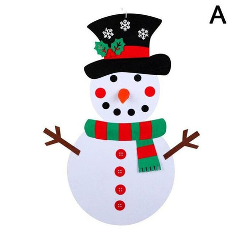 DIY Felt Christmas Snowman with Ornaments Fake Christmas Tree Kids Toys Christmas Party Decoration New Year