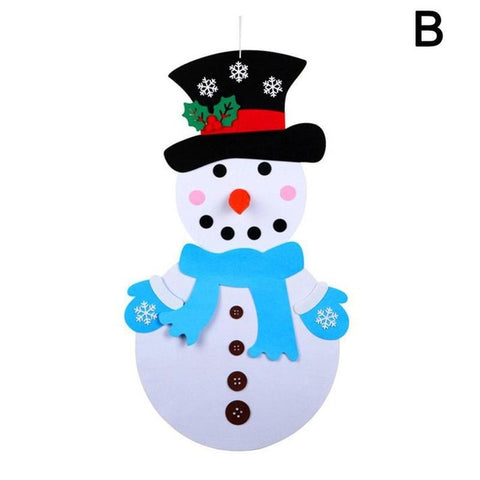DIY Felt Christmas Snowman with Ornaments Fake Christmas Tree Kids Toys Christmas Party Decoration New Year