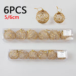 high quality 6 PCS Iron Christmas Balls Tree Pendant Balls With Gold Sequins Xmas Ornament Decor Durable And Eco-Friendly