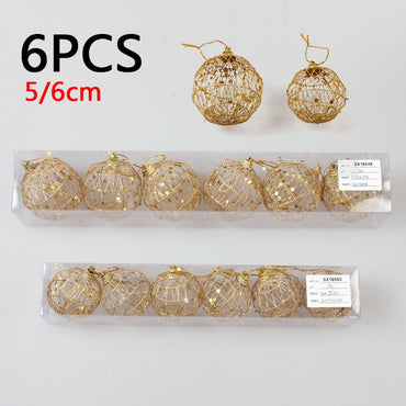 high quality 6 PCS Iron Christmas Balls Tree Pendant Balls With Gold Sequins Xmas Ornament Decor Durable And Eco-Friendly