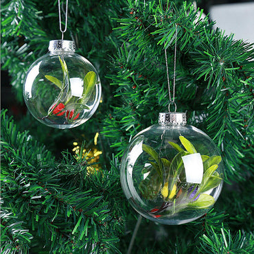 12pcs Transparent Ball Open Bauble Ornaments Christmas Tree Hanging Pendant DIY Home Decoration Supplies