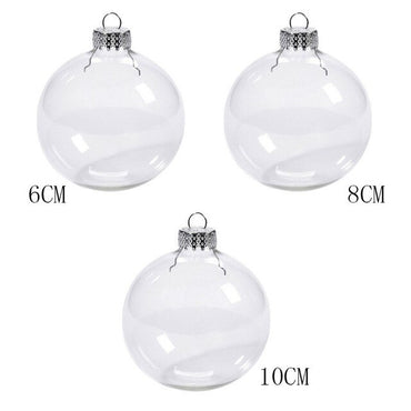 12pcs Transparent Ball Open Bauble Ornaments Christmas Tree Hanging Pendant DIY Home Decoration Supplies