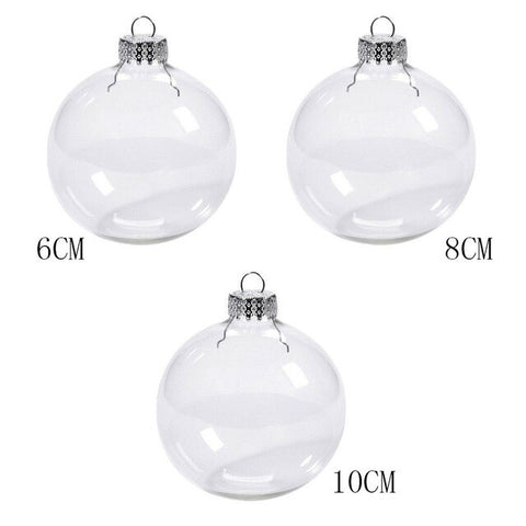 12pcs Transparent Ball Open Bauble Ornaments Christmas Tree Hanging Pendant DIY Home Decoration Supplies