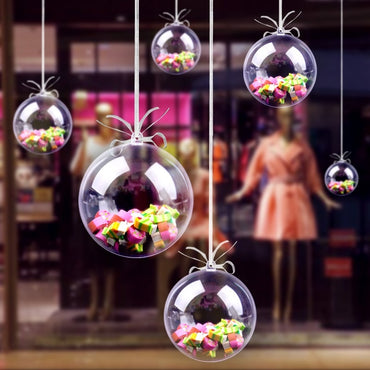 10PCS Transparent Christmas Ball Ornaments Plastic Fillable Baubles DIY Wedding Party Holiday Home Decorations